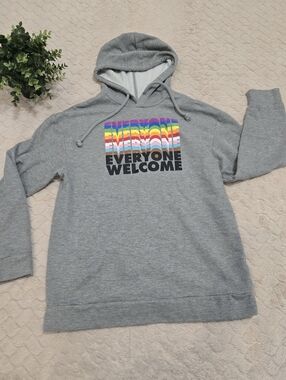 Target Pride Collection Grey Hoodie "Everyone Welcome" Rainbow, Size Small